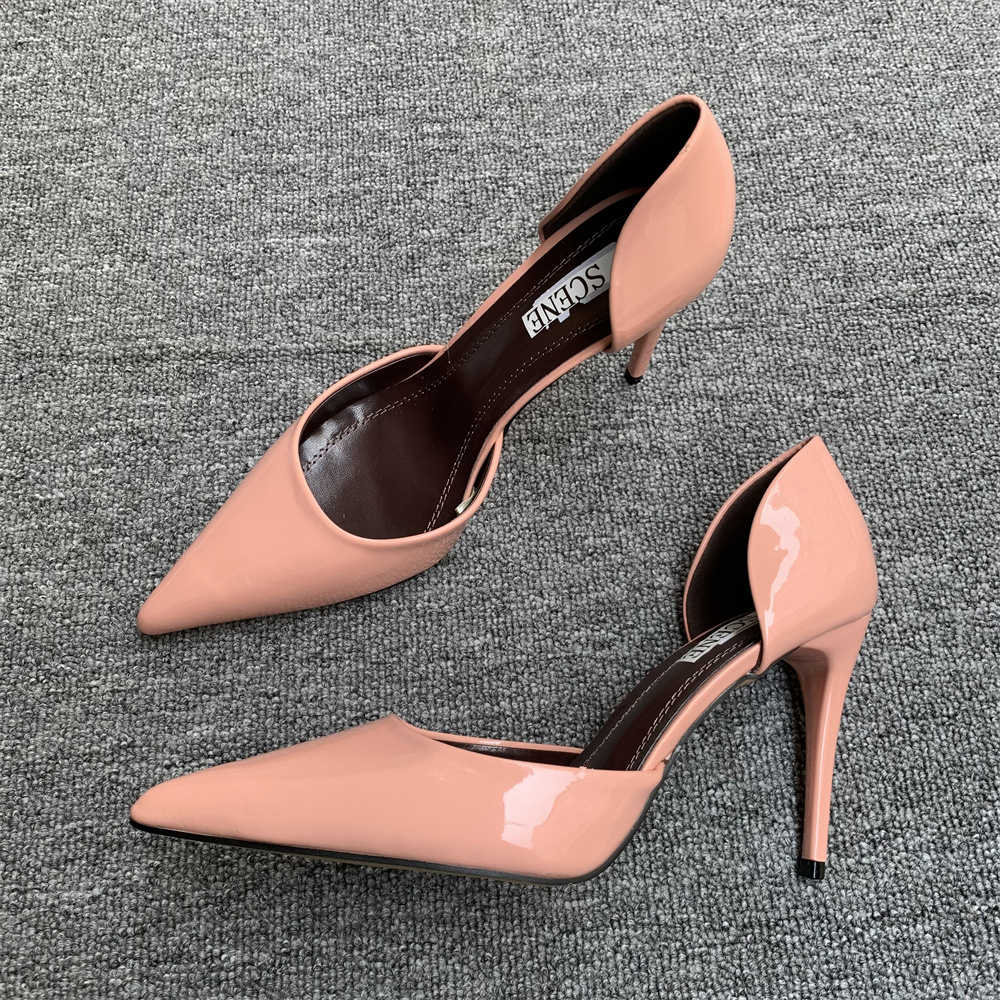 跨境新品日常尖头纯色百搭性感高跟鞋浅口细跟一脚蹬女单鞋中空鞋,淘宝优惠券,粉丝福利购,淘宝优惠卷