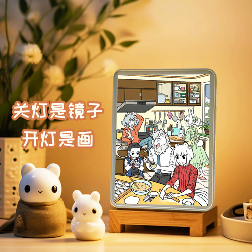 非人哉周边手办九月敖烈小玉灯光画夜灯装饰创意生日礼物盲盒摆件 - 图1