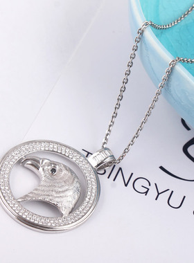 圆形动物老鹰长款挂件送礼毛衣链