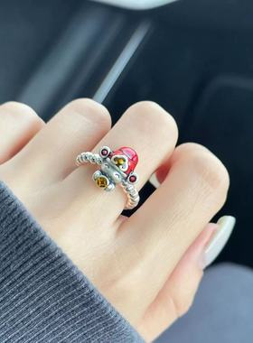 纯银S999足银财神戒指红绳手串手绳手链招财进宝弹力可爱国风手饰