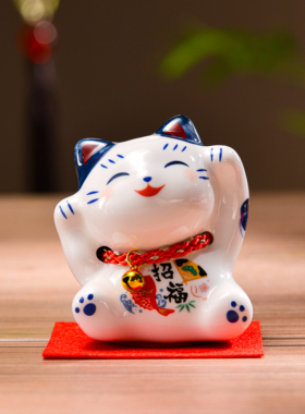 可爱染锦招财猫招福开运招财桌面小摆件办公室书桌摆件