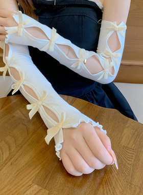 女春夏棉植绒蝴蝶结手袖吸汗