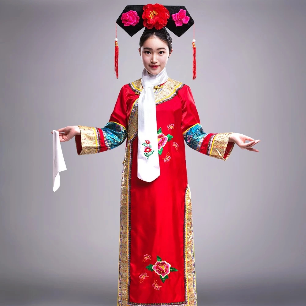 清朝长款格格装旗装古装格格服小燕子宫女妃子装甄嬛服装出租租赁_虎窝淘