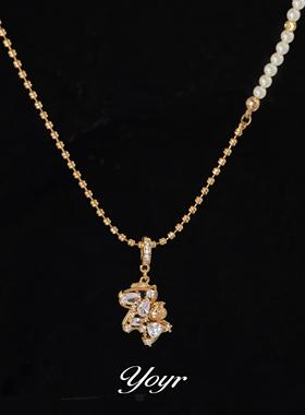 yoyr黄铜项链七彩锆钻小