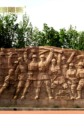 玻璃钢仿铜部队军人文化浮雕广场