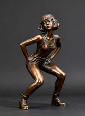 跳舞女孩玻璃钢仿铜艺术雕塑
