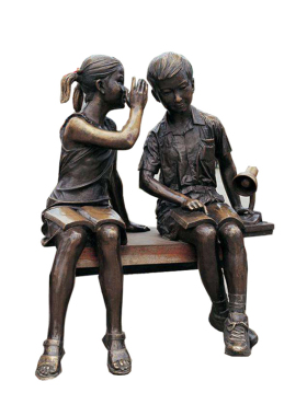 校园古代私塾读书童主题人物铜雕草坪户外景观小品玻璃钢装饰摆件