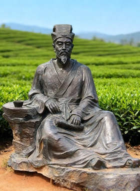 采茶女玻璃钢仿铜人物雕塑摆件