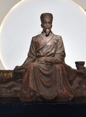 王阳明校园坐像玻璃钢仿铜古代