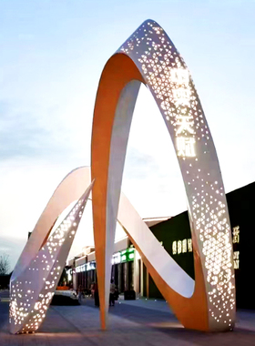 商务不锈钢雕塑艺术公园大型抽象镜面镂空造型户外草坪金属摆件