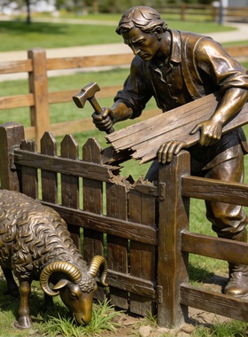 龟兔赛跑仿铜动物景观摆件定制