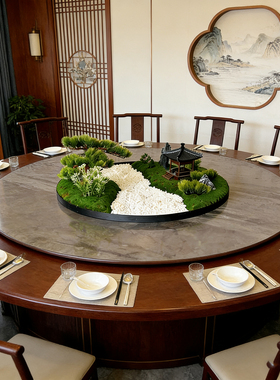 餐桌转盘中间摆花新中式桌花摆件高级餐厅微景观轻奢高档装饰花
