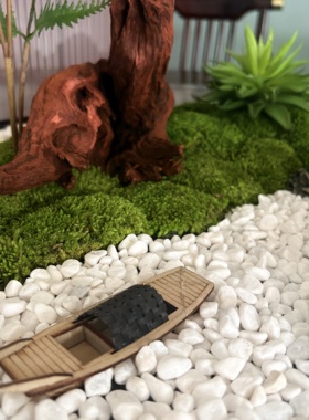 中式景观酒店餐桌花艺永生苔藓蕨类植物圆桌转盘中间艺术装饰摆件