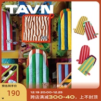 TAVN US Dusen Dusen Collision Color Pure Cotton Splicing Insulated Oven Glove Pan Mat