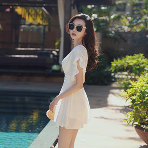 金格尔新款2023夏季连体裙式保守显瘦沙滩温泉游泳衣休闲泳装2231