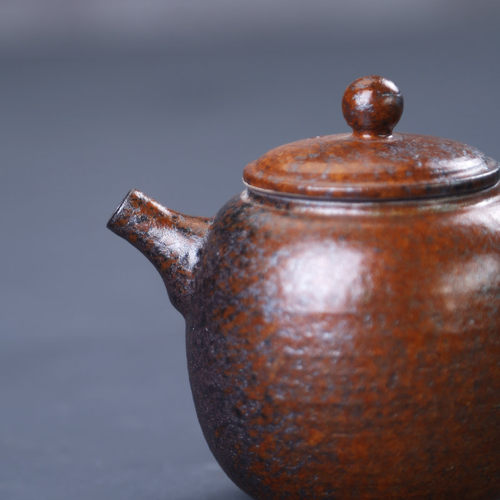日式粗陶茶壶手工铁锈釉陶壶仿柴烧陶瓷窑变功夫茶具家用泡茶单壶 - 图2