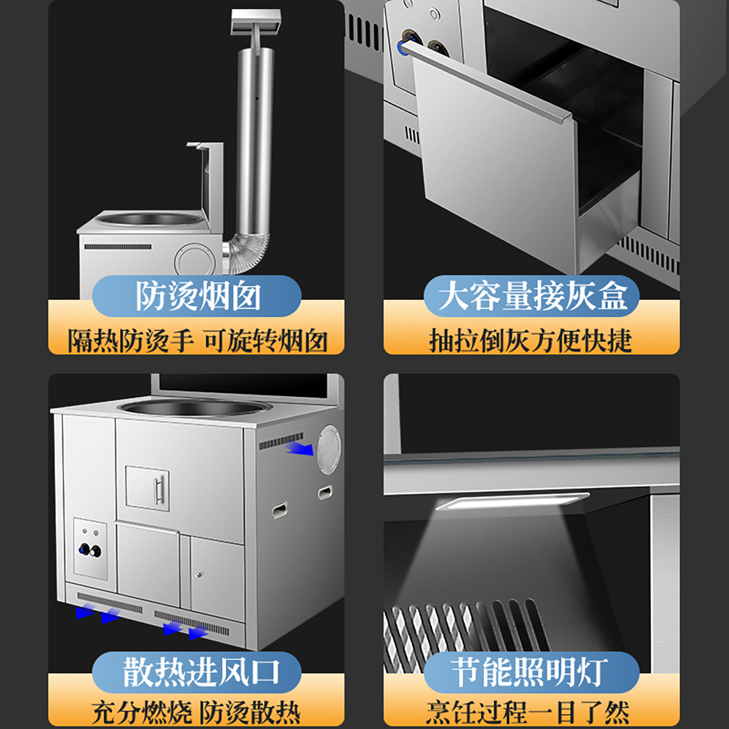 Household firewood integrated stove burns firewood smokeless gas liquefied gas self-built house villa firewood firewood household energy-saving firewood-saving stove