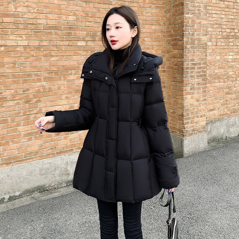 黑色白鸭绒连帽短款羽绒服女2025冬新款小个子高端收腰保暖厚外套,淘宝优惠券,粉丝福利购,淘宝优惠卷