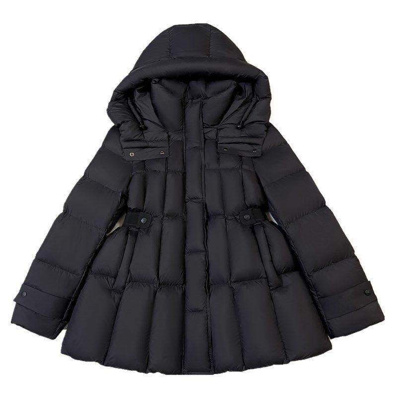 黑色白鸭绒连帽短款羽绒服女2025冬新款小个子高端收腰保暖厚外套,淘宝优惠券,粉丝福利购,淘宝优惠卷