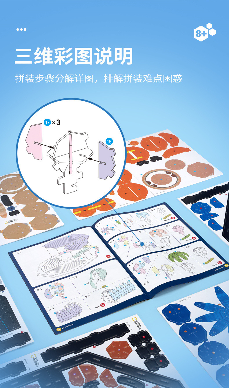 乐立方太阳系运转3d八大行星立体模型拼图手工礼物国家地理玩具 - 图2