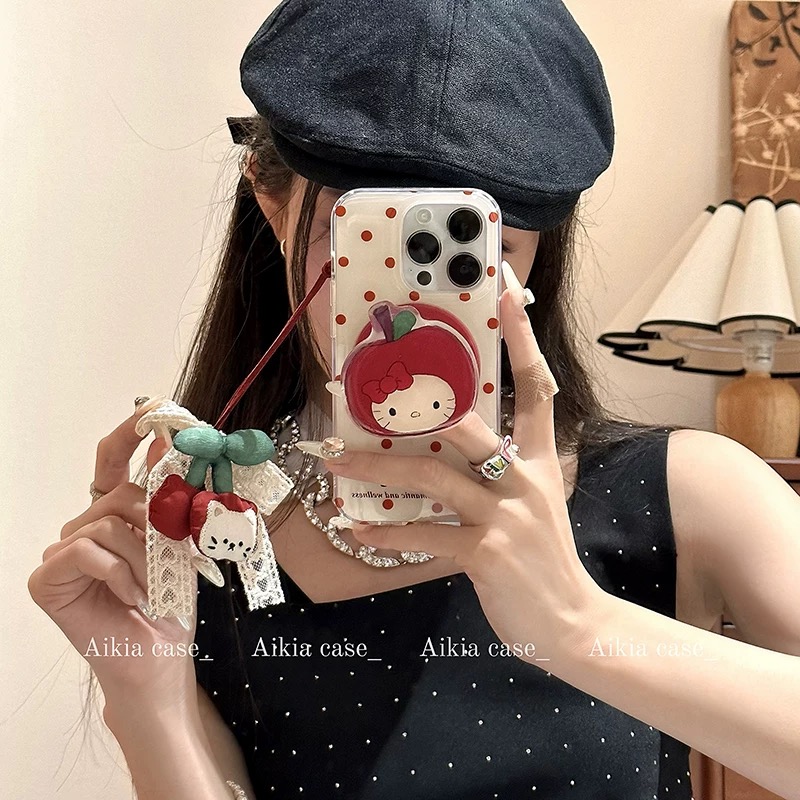 磁吸支架适用oppoA3/reno10/4se手机壳findx7/5pro小众波点A56/32/57红樱桃kt猫K11x/97/93s/8软套可爱少女款 - 图2