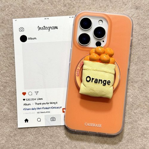 磁吸支架适用小米15/13U立体橙子水果袋K80+手机壳红米Turbo3国际版k70/60/note12t/civi4pro软套poco女款50e - 图0