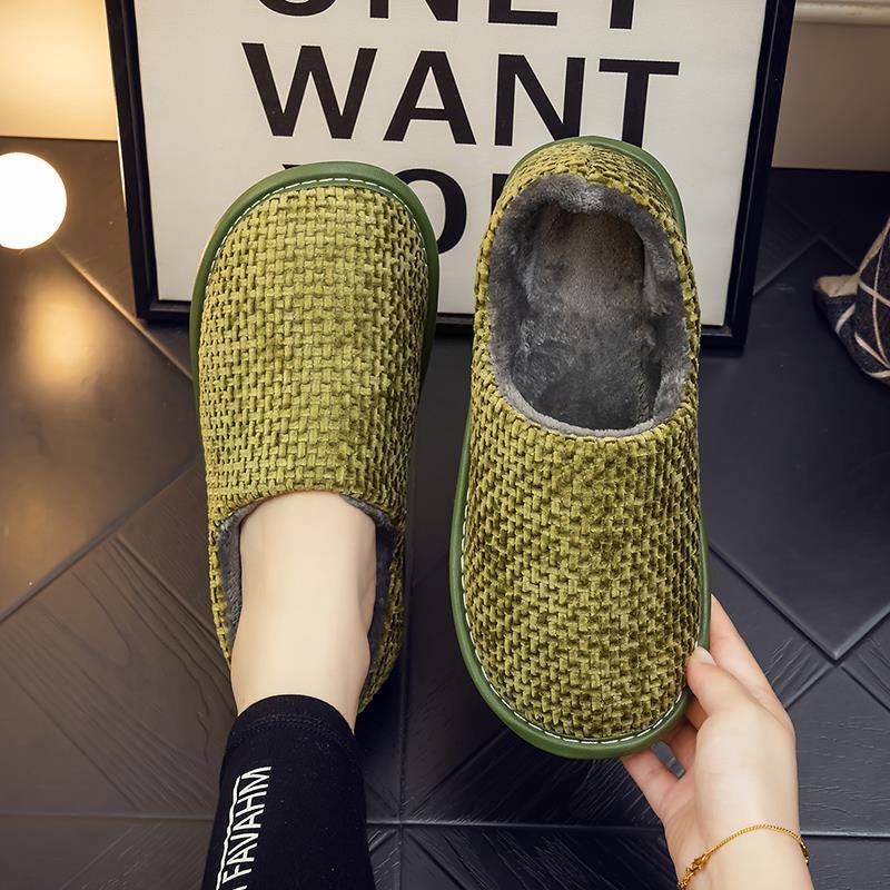 秋冬季家用包跟拖鞋男女情侣室内居家防滑木地板软底家居布1119h - 图3