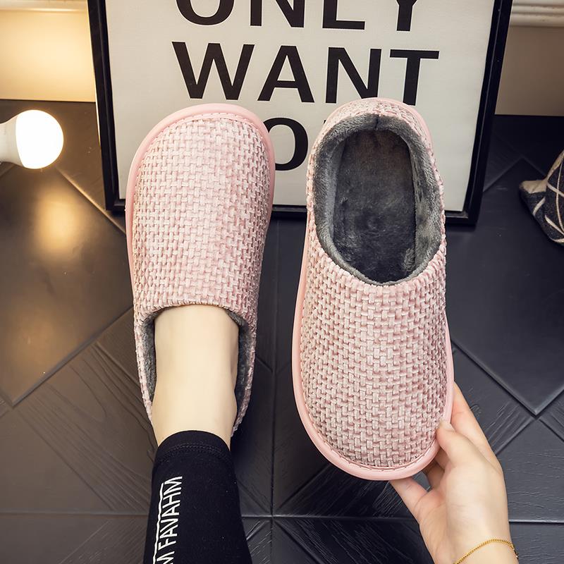 秋冬季家用包跟拖鞋男女情侣室内居家防滑木地板软底家居布1119h - 图1