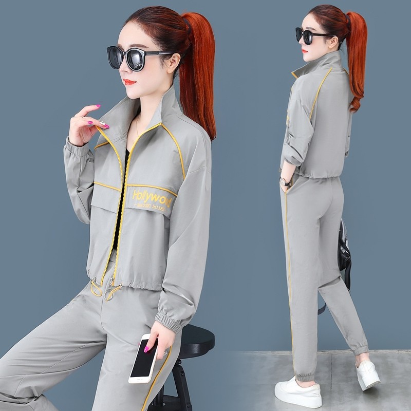 跑步运动服套装女秋2020年新款韩版 梦雪龙休闲运动套装