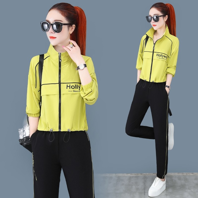 跑步运动服套装女秋2020年新款韩版 梦雪龙休闲运动套装