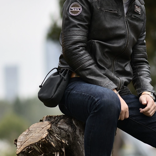 Кожаная поясная сумка, трендовый ремень, на шнурках