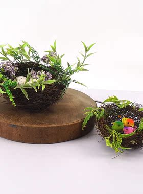 鸟窝鸽子拍摄道具布景仿真植物