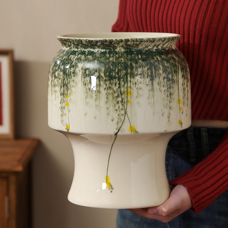 新中式家用陶瓷花盆室内桌面摆放大号兰花发财树冬青三角梅专用盆 - 图0