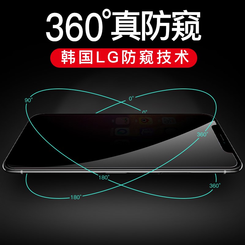 360度防窥膜iPhoneXSMAX钢化膜8plus苹果X手膜76全屏四面防窥上下 - 图1