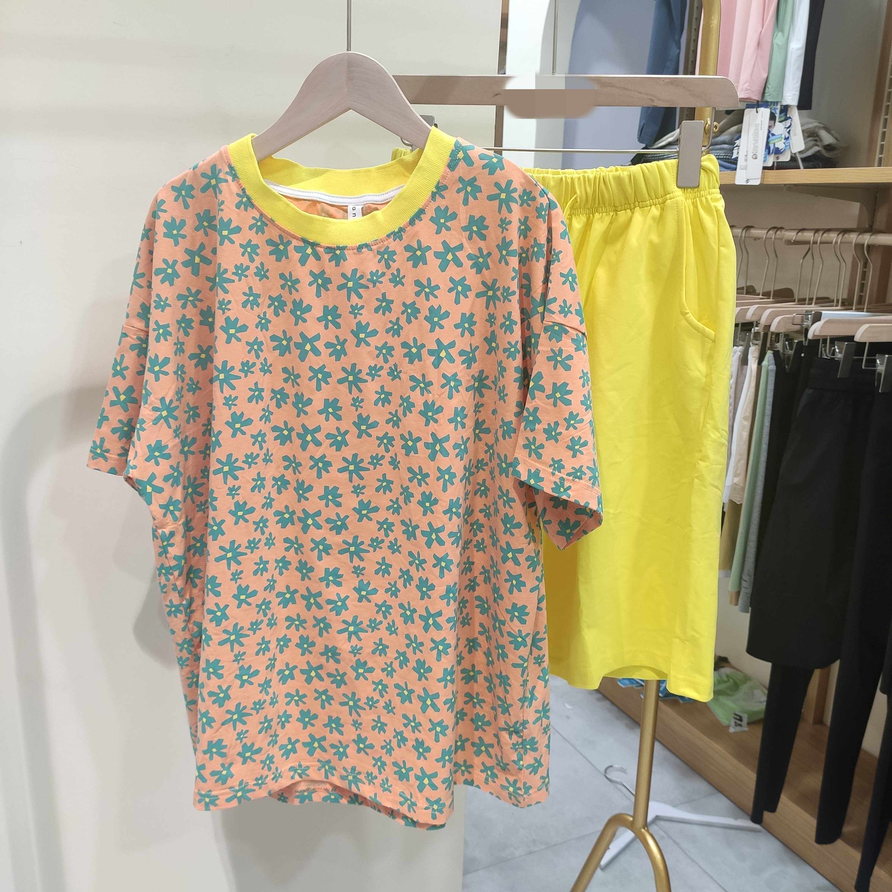 梵熙语夏季网红布袋睡衣女短袖短裤纯棉宽松家居服睡衣裤花朵碎花 月都巷