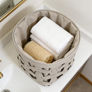 曲美家居手工编织护肤品梳妆台放衣神器轻奢衣物篮织语收纳筐