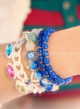 韩国进口糖果色果冻色串联珠子