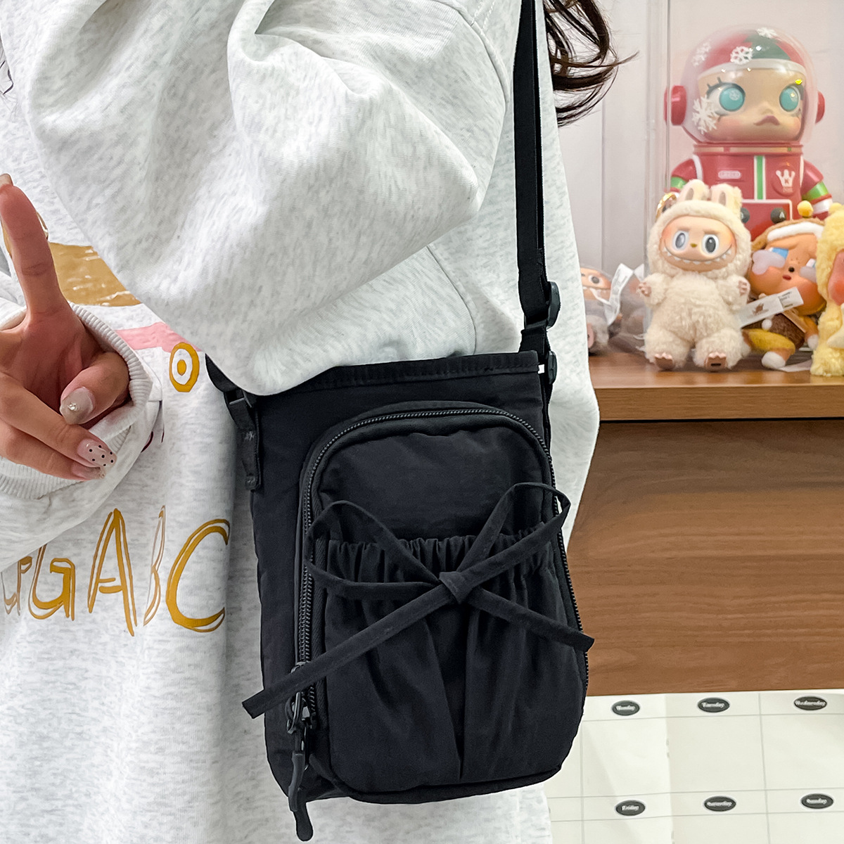 小清新森系学生单肩包文艺百搭水杯包慵懒风斜挎包旅行散步手机包 - 图0