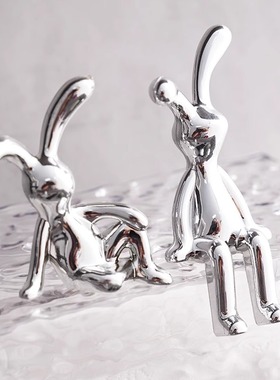 北欧现代电镀创意兔子摆件装饰物