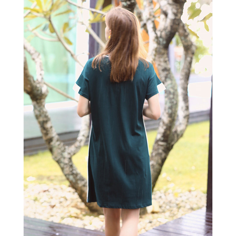 绮瑞女士短袖纯棉印花夏可外穿睡裙 绮瑞服饰睡裙