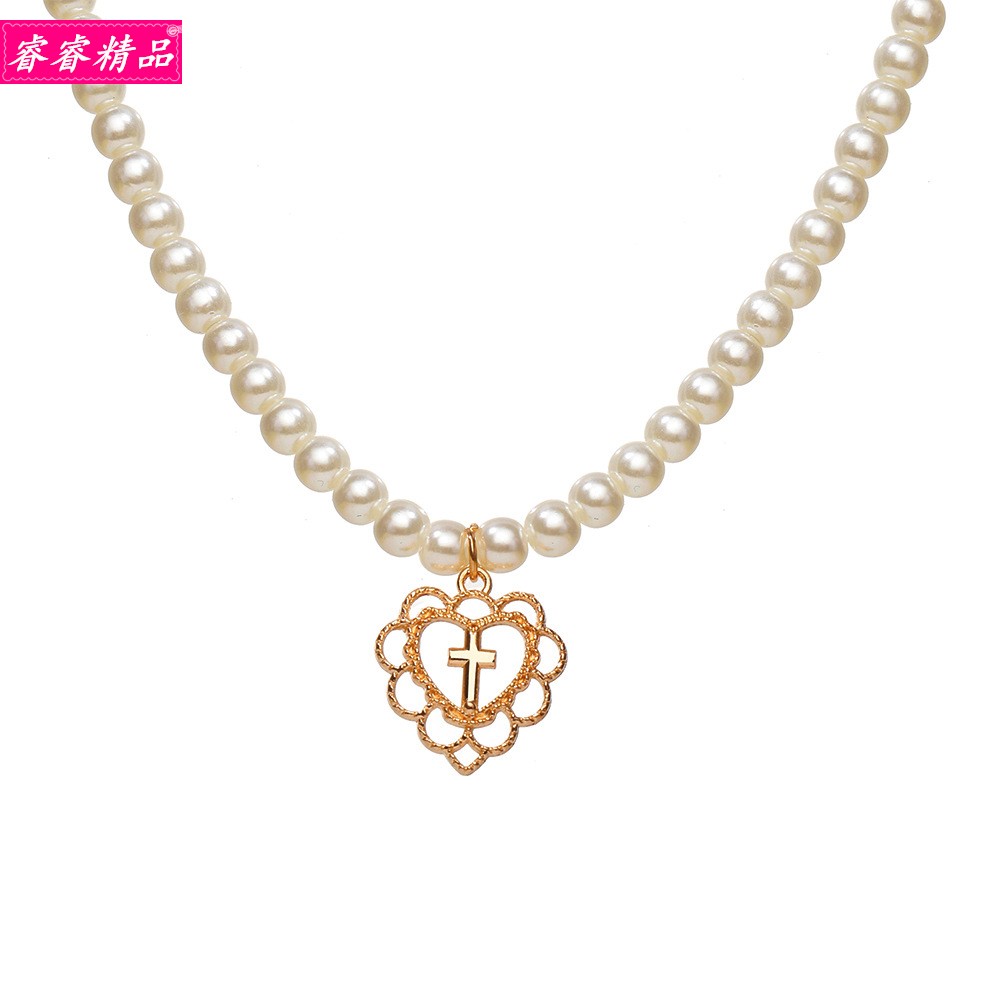 Ladies Peach Heart Pendant Necklace Clavicle Chain choker - 图3