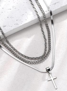 New personality hip-hop cross pendant chain snake necklace