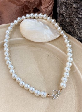 欧美流行新款珍珠ot扣项链女