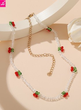 Student girl choker Cute fruit neck chain rice bead Necklace