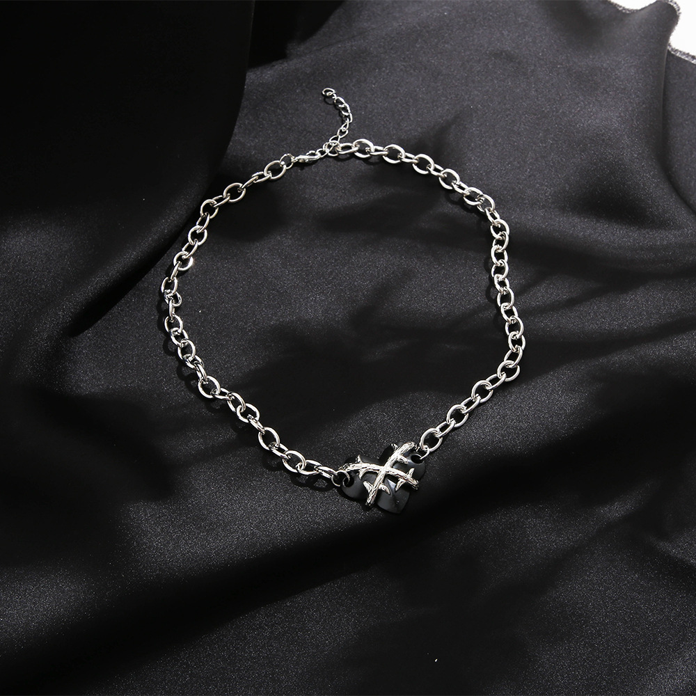 sweet hip hop Love pendant necklace thick chain choker 项链 - 图2