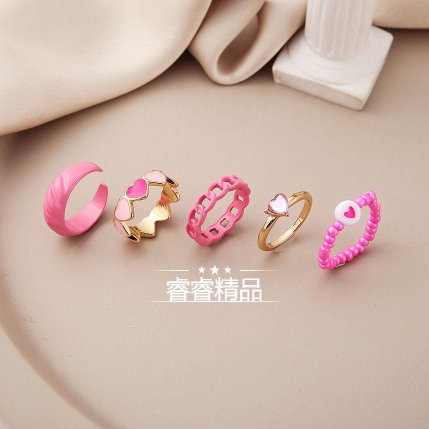 Hot sale Knuckle Ring peach heart joint rings 1 set 欧美戒指 - 图0