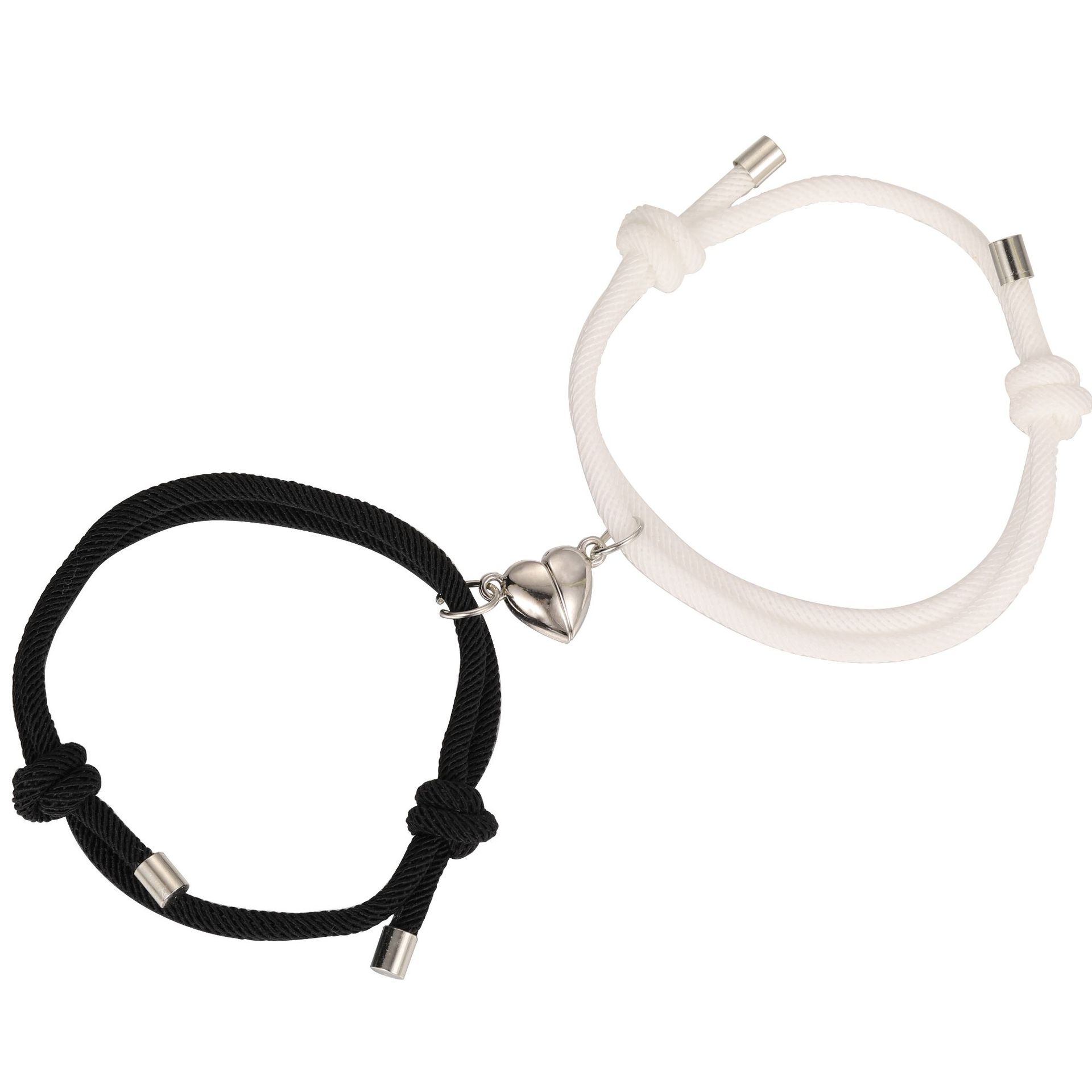 men women black white rope couple bracelet 简约情侣手链一对 - 图3