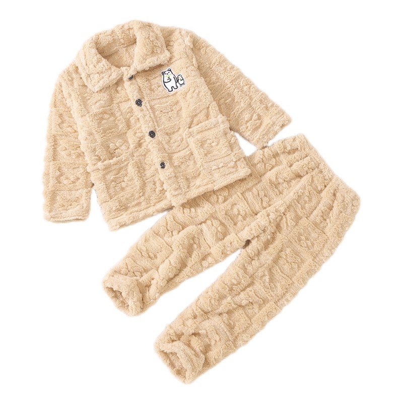 儿童秋冬季法兰绒睡衣加厚男童珊瑚绒长袖套装男孩女童家居服宝宝