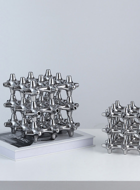 现代轻奢陶瓷抽象魔方摆件