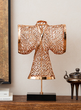 新中式轻奢合金玄关摆件唐衣狮子